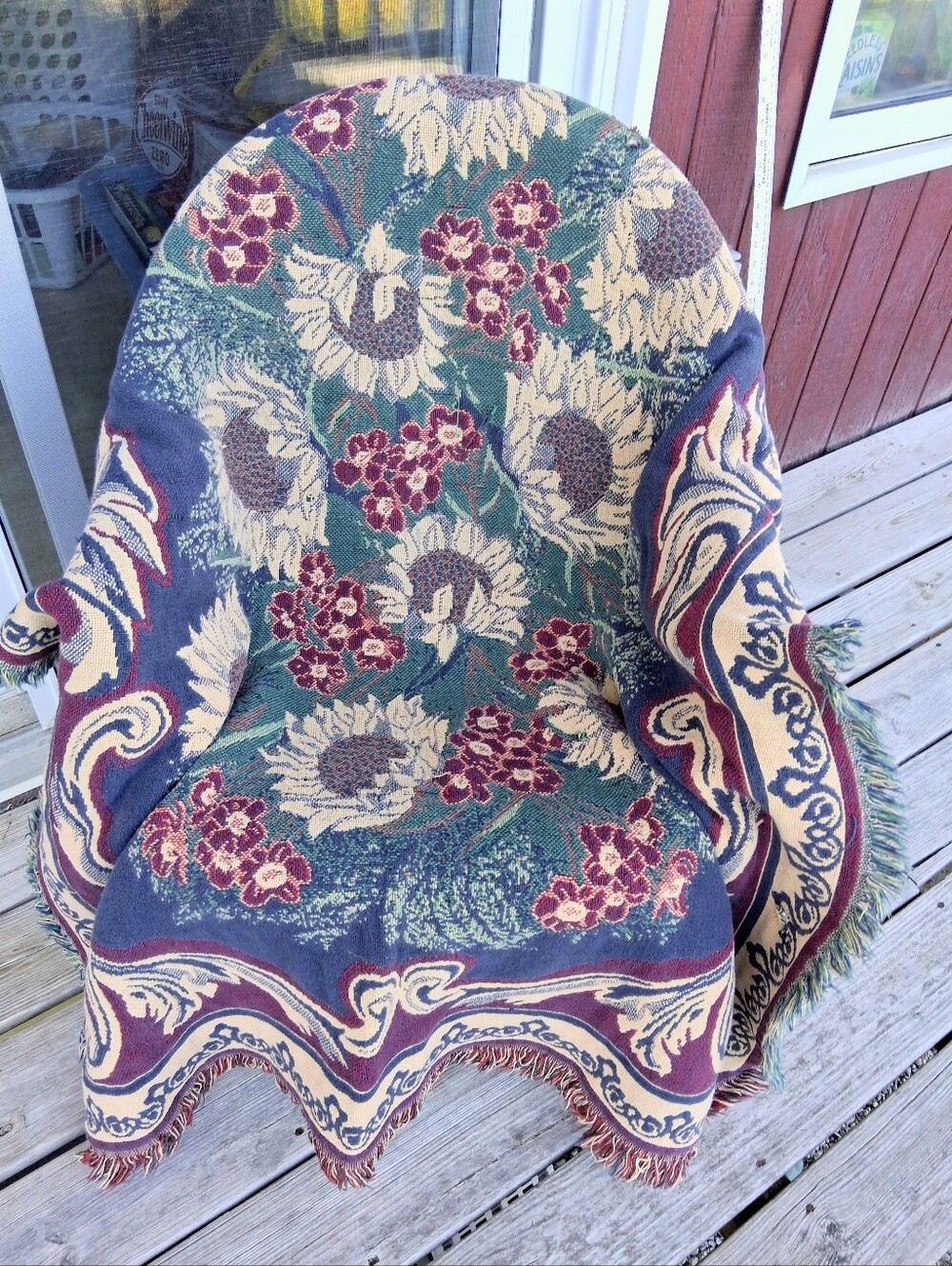 64 X 42 Goodwin Weavers Woven Jacquard Tuscan Sunflower Tapestry Throw Blanket